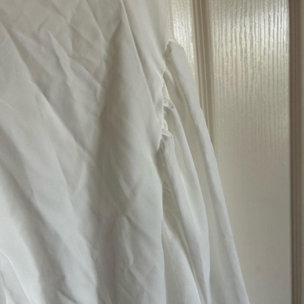 Square neck tank white mini dress backless bow fit and flare size medium NEW - Picture 9 of 11